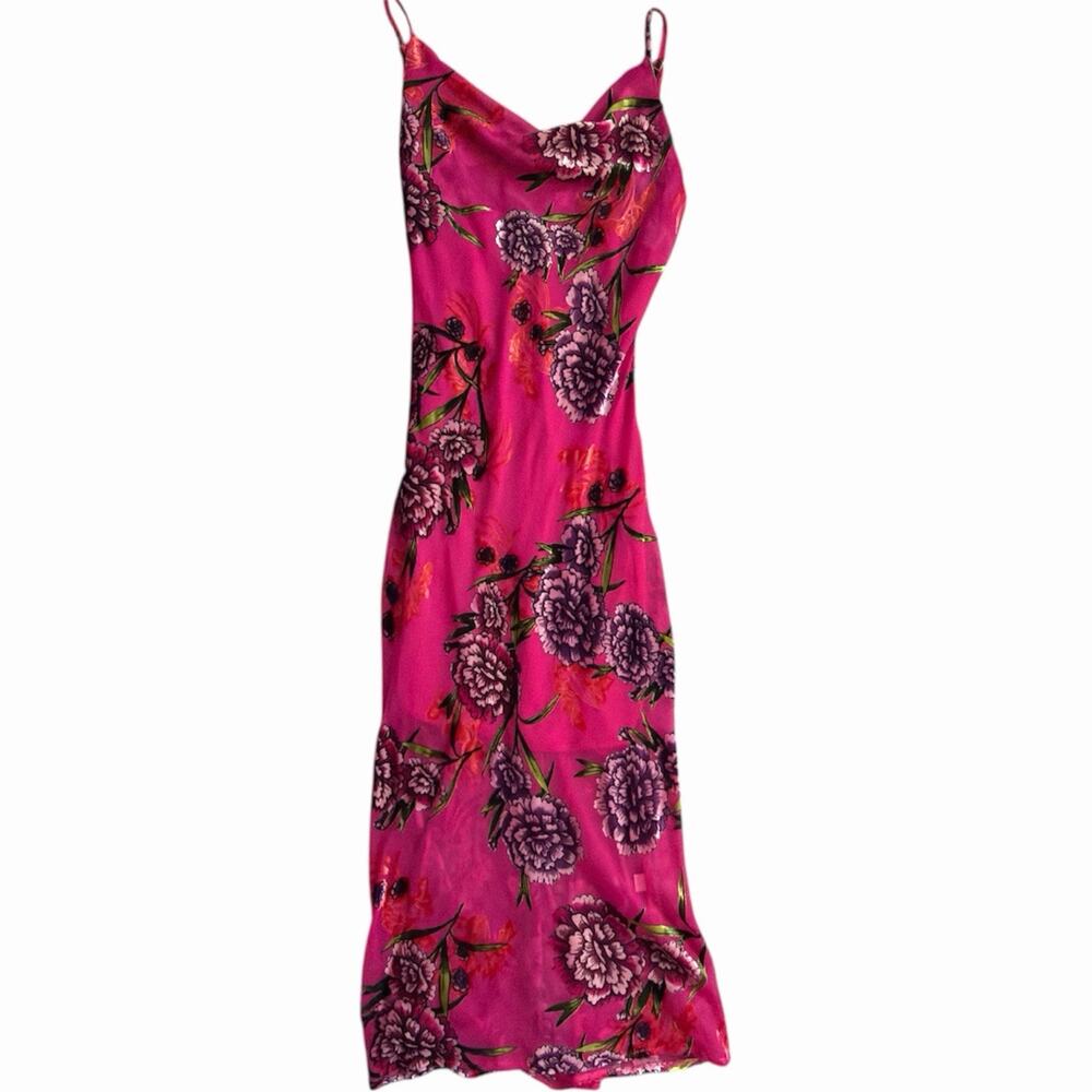 Whyte Valentyne Women’s Floral Velvet Maxi Cowell Neck Dress Sleeveless Size 8